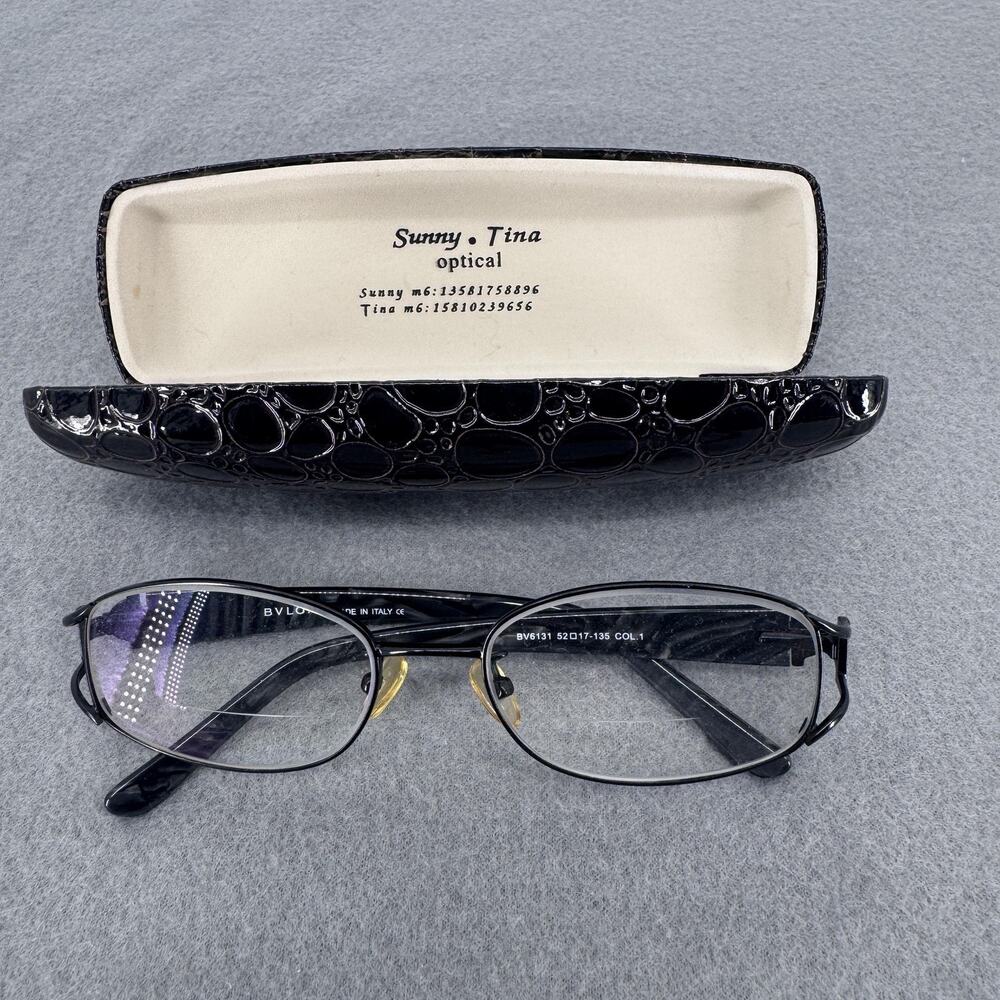 Bvlgari BV6131 Eyeglasses Frame‎ 52-17-135 Black Oval Made in Italy COL.1 Case